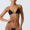 Delray Ruched Thong Bikini Bottoms in Black Delray Ruched Thong Bikini Bottoms in Black
