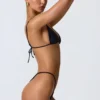 Delray Ruched Thong Bikini Bottoms in Black Delray Ruched Thong Bikini Bottoms in Black