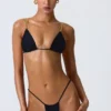Delray Ruched Thong Bikini Bottoms in Black Delray Ruched Thong Bikini Bottoms in Black