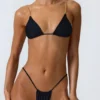 Delray Ruched Thong Bikini Bottoms in Black Delray Ruched Thong Bikini Bottoms in Black