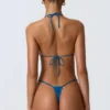 Clearwater Embellished Ruched Halterneck Bikini Top in Ocean Blue