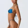 Clearwater Embellished Ruched Halterneck Bikini Top in Ocean Blue