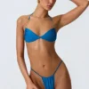 Clearwater Embellished Ruched Halterneck Bikini Top in Ocean Blue