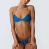Clearwater Embellished Ruched Halterneck Bikini Top in Ocean Blue