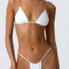 Delray Ruched Thong Bikini Bottoms in White Delray Ruched Thong Bikini Bottoms in White
