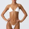 Delray Ruched Thong Bikini Bottoms in White Delray Ruched Thong Bikini Bottoms in White