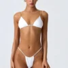Delray Ruched Thong Bikini Bottoms in White Delray Ruched Thong Bikini Bottoms in White
