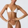 Delray Ruched Thong Bikini Bottoms in White Delray Ruched Thong Bikini Bottoms in White