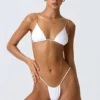 Delray Ruched Thong Bikini Bottoms in White Delray Ruched Thong Bikini Bottoms in White