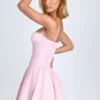 Dorothea Pintucked Shirred Mini Dress in Blush Dorothea Pintucked Shirred Mini Dress in Blush