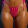 Drawstring Thong Bikini Bottoms in Hot Pink Drawstring Thong Bikini Bottoms in Hot Pink