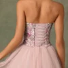 Elia Embellished Lace-Up Cupless Corset in Floral Pink Elia Embellished Lace-Up Cupless Corset in Floral Pink