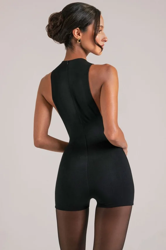 Elin High-Neck Romper in Black Elin High-Neck Romper in Black