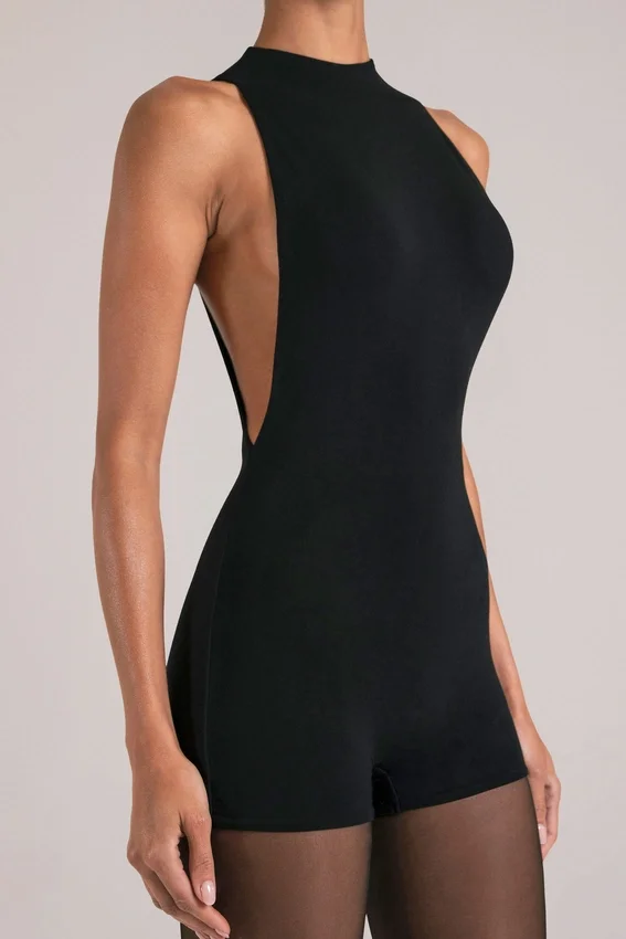 Elin High-Neck Romper in Black Elin High-Neck Romper in Black