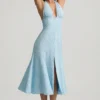 Elonia Halterneck Midaxi Dress in Blue Flower Print Elonia Halterneck Midaxi Dress in Blue Flower Print