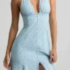 Elonia Halterneck Midaxi Dress in Blue Flower Print Elonia Halterneck Midaxi Dress in Blue Flower Print