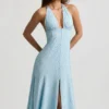 Elonia Halterneck Midaxi Dress in Blue Flower Print Elonia Halterneck Midaxi Dress in Blue Flower Print