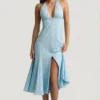 Elonia Halterneck Midaxi Dress in Blue Flower Print Elonia Halterneck Midaxi Dress in Blue Flower Print