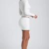 Cali Modal Ruched Mid-Rise Mini Skirt in White Cali Modal Ruched Mid-Rise Mini Skirt in White
