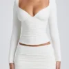 Cali Modal Ruched Mid-Rise Mini Skirt in White Cali Modal Ruched Mid-Rise Mini Skirt in White