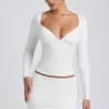 Cali Modal Ruched Mid-Rise Mini Skirt in White Cali Modal Ruched Mid-Rise Mini Skirt in White