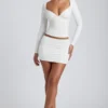 Cali Modal Ruched Mid-Rise Mini Skirt in White Cali Modal Ruched Mid-Rise Mini Skirt in White