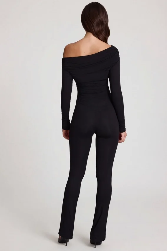 Erisen Modal Off-Shoulder Long-Sleeve Jumpsuit in Black Erisen Modal Off-Shoulder Long-Sleeve Jumpsuit in Black