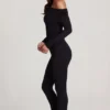 Erisen Modal Off-Shoulder Long-Sleeve Jumpsuit in Black Erisen Modal Off-Shoulder Long-Sleeve Jumpsuit in Black