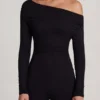 Erisen Modal Off-Shoulder Long-Sleeve Jumpsuit in Black Erisen Modal Off-Shoulder Long-Sleeve Jumpsuit in Black