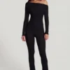 Erisen Modal Off-Shoulder Long-Sleeve Jumpsuit in Black Erisen Modal Off-Shoulder Long-Sleeve Jumpsuit in Black