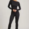 Eulalie Slinky Jersey Bow-Detail Jumpsuit in Black Eulalie Slinky Jersey Bow-Detail Jumpsuit in Black
