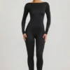 Eulalie Slinky Jersey Bow-Detail Jumpsuit in Black Eulalie Slinky Jersey Bow-Detail Jumpsuit in Black