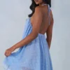 Evania Halterneck Babydoll Mini Dress in Blue Polka Dot Print Evania Halterneck Babydoll Mini Dress in Blue Polka Dot Print