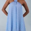 Evania Halterneck Babydoll Mini Dress in Blue Polka Dot Print Evania Halterneck Babydoll Mini Dress in Blue Polka Dot Print