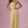 Evelina Jersey Strapless Gown in Butter Yellow Evelina Jersey Strapless Gown in Butter Yellow