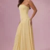 Evelina Jersey Strapless Gown in Butter Yellow Evelina Jersey Strapless Gown in Butter Yellow