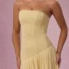 Evelina Jersey Strapless Gown in Butter Yellow Evelina Jersey Strapless Gown in Butter Yellow