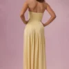 Evelina Jersey Strapless Gown in Butter Yellow Evelina Jersey Strapless Gown in Butter Yellow