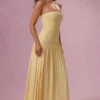Evelina Jersey Strapless Gown in Butter Yellow Evelina Jersey Strapless Gown in Butter Yellow