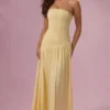 Evelina Jersey Strapless Gown in Butter Yellow Evelina Jersey Strapless Gown in Butter Yellow