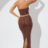 Fausta Embellished Mid Rise Maxi Skirt in Espresso Fausta Embellished Mid Rise Maxi Skirt in Espresso