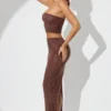 Fausta Embellished Mid Rise Maxi Skirt in Espresso Fausta Embellished Mid Rise Maxi Skirt in Espresso