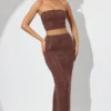 Fausta Embellished Mid Rise Maxi Skirt in Espresso Fausta Embellished Mid Rise Maxi Skirt in Espresso