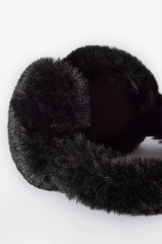 Faux-Fur Earmuffs in Black Faux-Fur Earmuffs in Black