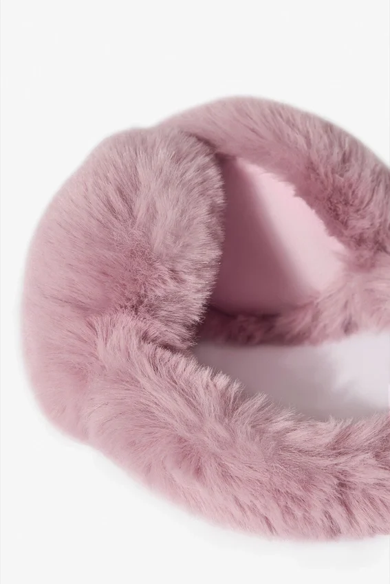 Faux-Fur Earmuffs in Powder Pink Faux-Fur Earmuffs in Powder Pink
