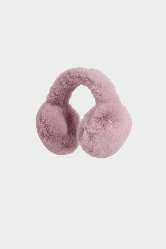 Faux-Fur Earmuffs in Powder Pink Faux-Fur Earmuffs in Powder Pink
