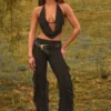 Felicity Ruffled Mid-Rise Flared Trousers in Black Felicity Ruffled Mid-Rise Flared Trousers in Black