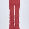 Felicity Ruffled Mid-Rise Flared Trousers in Red Print Felicity Ruffled Mid-Rise Flared Trousers in Red Print