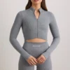 FlexiRib Cropped Jacket in Grey Melange FlexiRib Cropped Jacket in Grey Melange