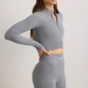 FlexiRib Cropped Jacket in Grey Melange FlexiRib Cropped Jacket in Grey Melange
